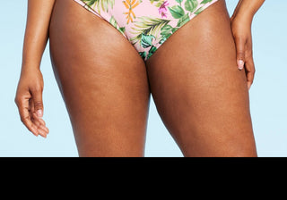 Calcinha de biquíni feminina Kona Sol tamanho G rosa claro floral