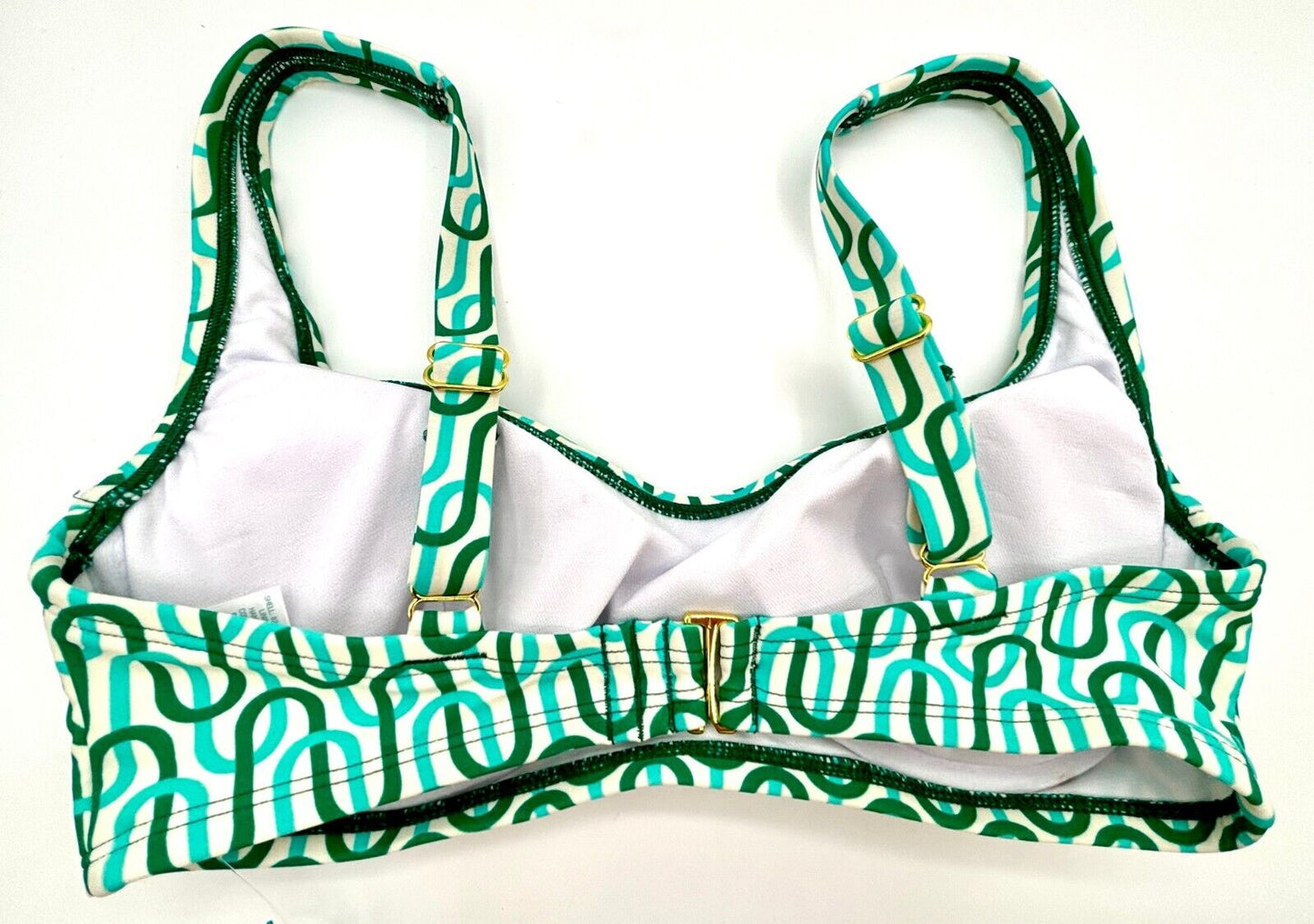 Top de biquíni feminino Kona Sol com aro verde e geométrico, tamanho P