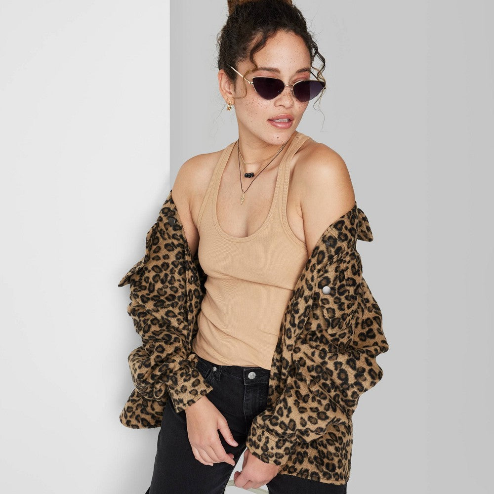 Regata feminina canelada Wild Fable, tamanho GG, cor camelo