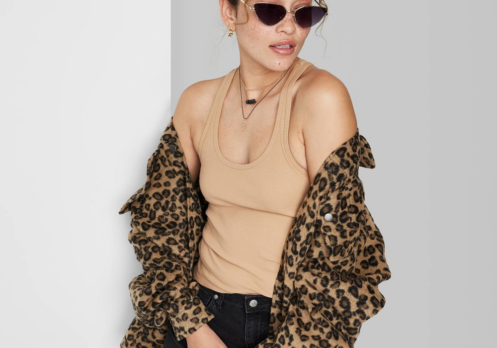 Regata feminina canelada Wild Fable, tamanho GG, cor camelo