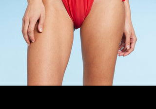 Calcinha de biquíni feminina Wild Fable vermelha com amarração lateral, tamanho P