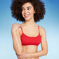 Top de biquíni bralette Wild Fable vermelho com babados para mulheres, tamanho M