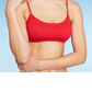 Top de biquíni bralette Wild Fable vermelho com babados para mulheres, tamanho M