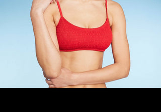 Top de biquíni bralette Wild Fable vermelho com babados para mulheres, tamanho M