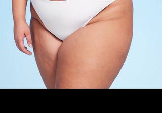 Calcinha de biquíni feminina Wild Fable White, frente única, perna ultra alta, tamanho 2X