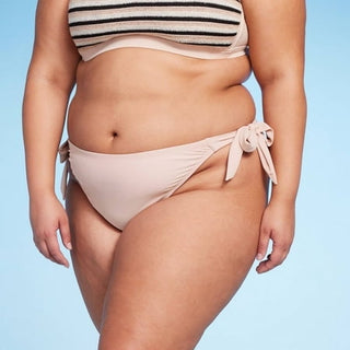 Calcinha de biquíni feminina Wild Fable, perna alta, amarração lateral, marrom, tamanho 1X