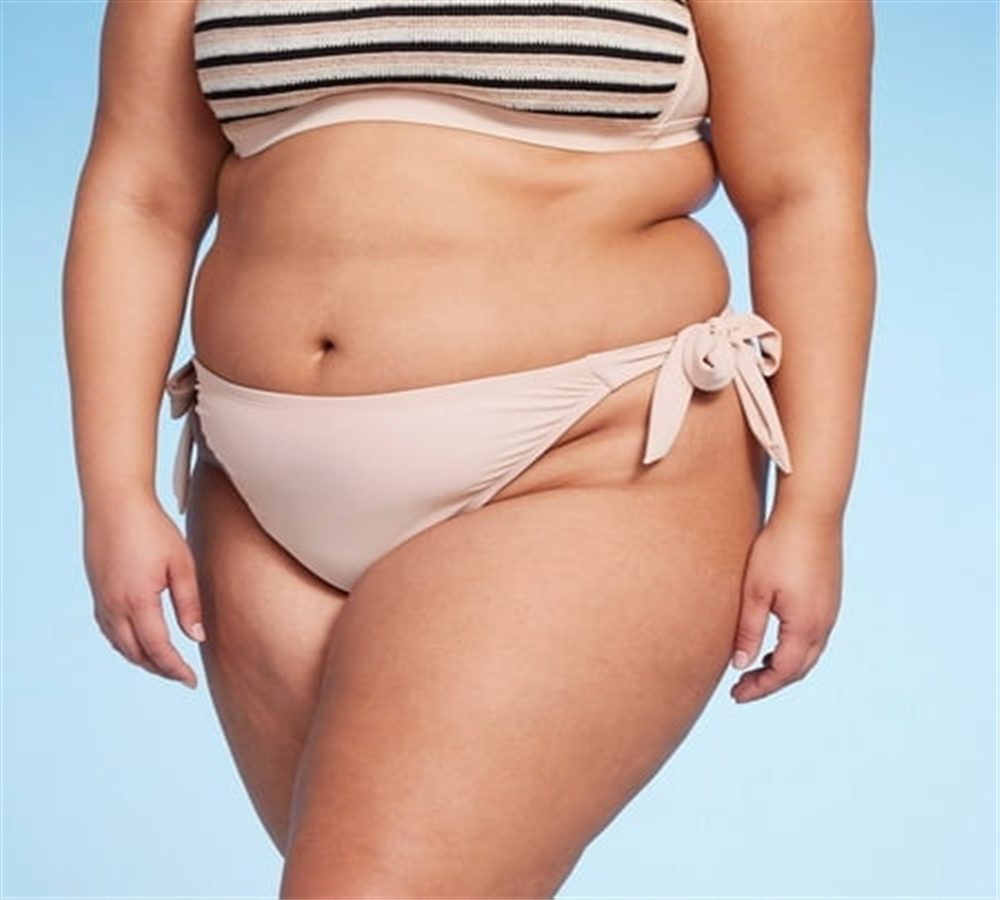 Calcinha de biquíni feminina Wild Fable, perna alta, amarração lateral, marrom, tamanho 1X