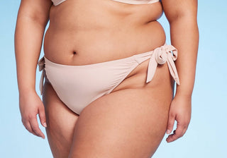 Calcinha de biquíni feminina Wild Fable, perna alta, amarração lateral, marrom, tamanho 1X