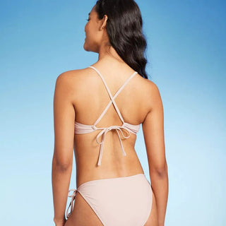 Top de biquíni bralette de crochê listrado marrom Wild Fable feminino tamanho P