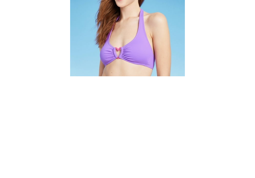 Top de biquíni feminino Wild Fable XXS com estampa de coração roxo