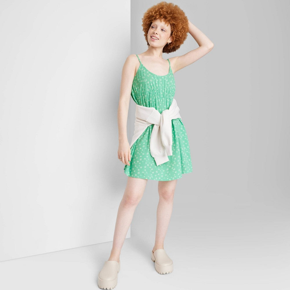 Vestido babydoll floral verde menta Wild Fable feminino - sem mangas, tamanho P
