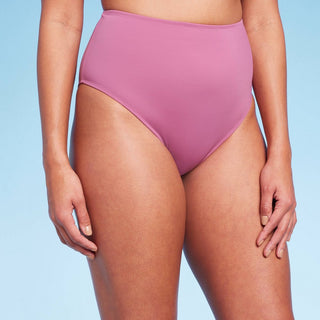 Calcinha de biquíni feminina Shade &amp; Shore rosa de cintura alta, tamanho G