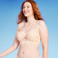 Top de biquíni feminino Shade &amp; Shore com decote em forma de fechadura laranja e levemente forrado, tamanho 36C