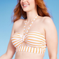 Top de biquíni feminino Shade &amp; Shore com decote em forma de fechadura laranja e levemente forrado, tamanho 36C