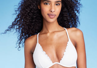 Top de biquíni Shade &amp; Shore com aro e acabamento em babados - tamanho feminino 34DD