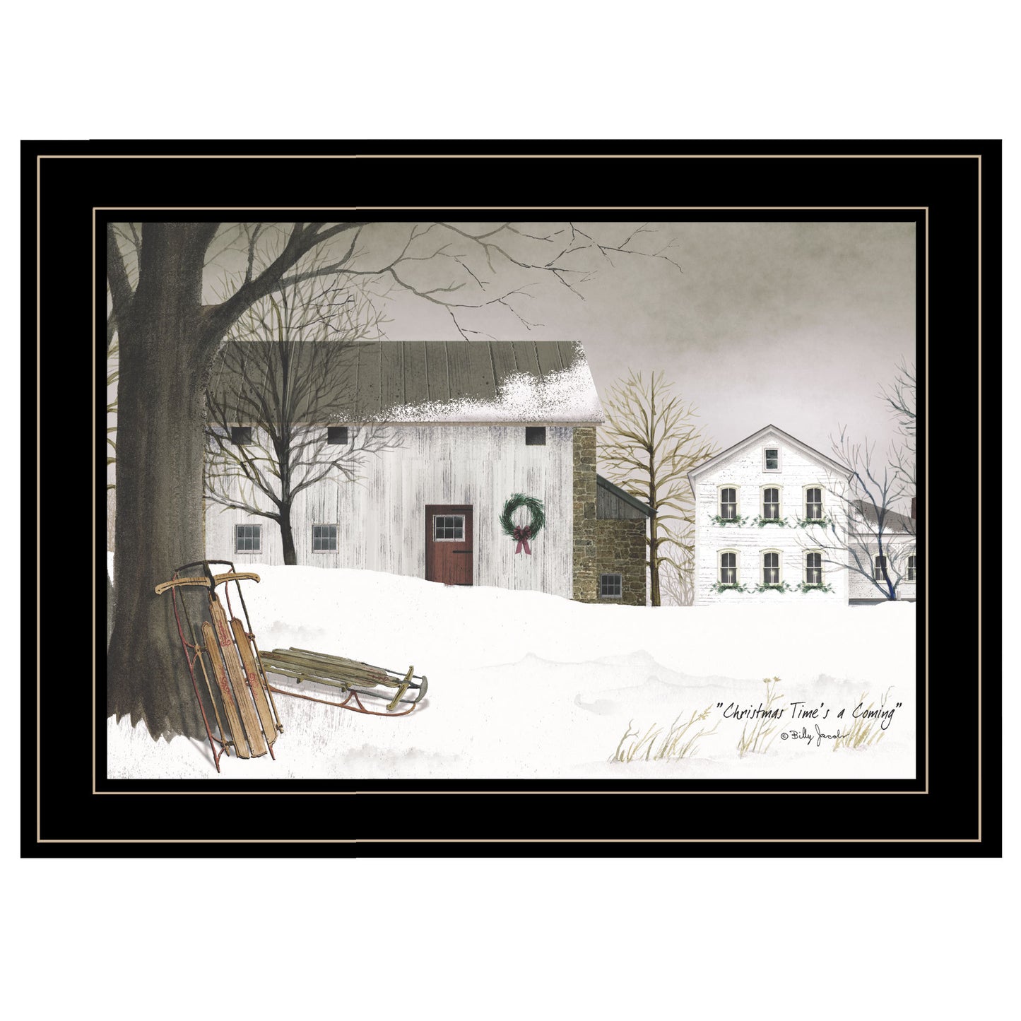 “Christmas Time Is Coming” by Billy Jacobs –Holiday Framed Print, Black Frame