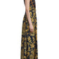 Vestido midi sem mangas com estampa mista e cintura torcida Lafayette 148 New York feminino, amarelo, tamanho 8