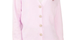 Suéter feminino CeCe com botões e decote em V, roxo, tamanho G