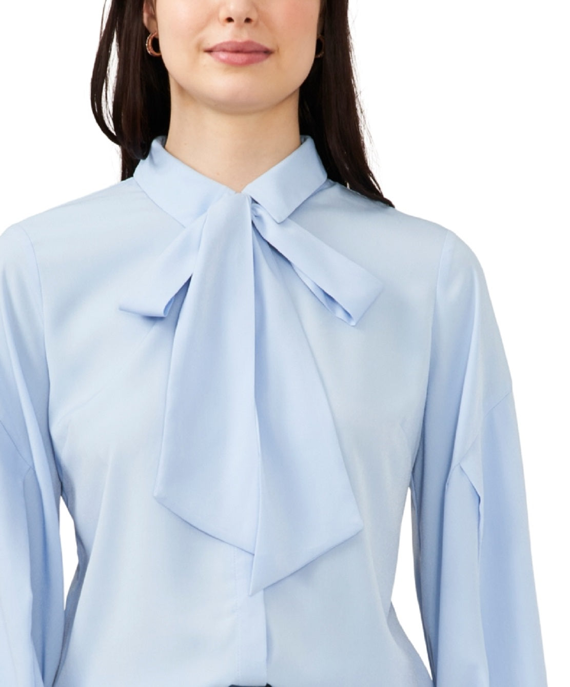 Blusa CeCe Feminina Azul com Decote Amarrado, Tamanho Médio