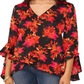 Blusa Vince Camuto com estampa decote em V e bainha em camadas, preta