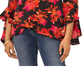 Blusa Vince Camuto com estampa decote em V e bainha em camadas, preta
