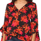 Blusa Vince Camuto com estampa decote em V e bainha em camadas, preta