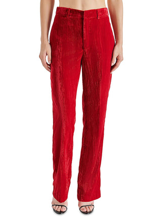 Calça Steve Madden Mercer Crushed Velvet Vermelha