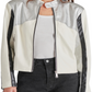 Jaqueta de motociclista Steve Madden Helayna com blocos de cores prata