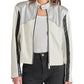 Jaqueta de motociclista Steve Madden Helayna com blocos de cores prata