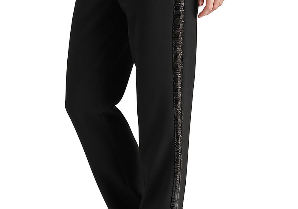 Calça flare Steve Madden Waverly com listras de lantejoulas e listras pretas