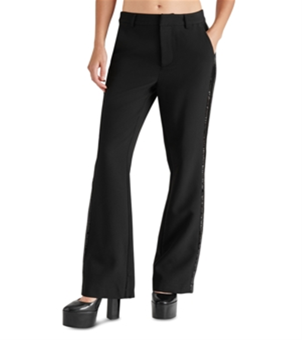 Calça flare Steve Madden Waverly com listras de lantejoulas e listras pretas