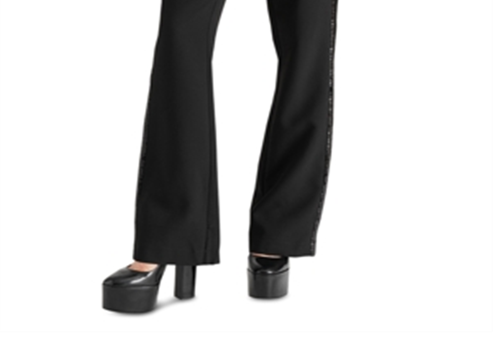 Calça flare Steve Madden Waverly com listras de lantejoulas e listras pretas