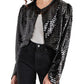Steve Madden Juliet Cropped Piano Lantejoulas Bolero Preto