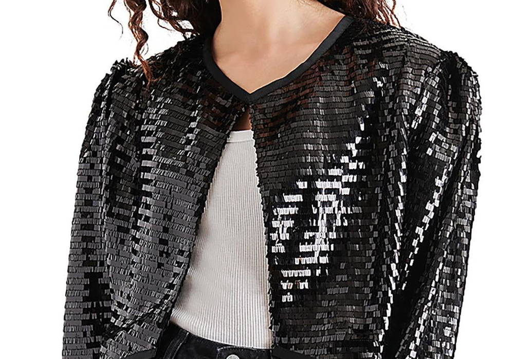 Steve Madden Juliet Cropped Piano Lantejoulas Bolero Preto