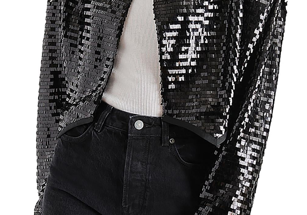 Steve Madden Juliet Cropped Piano Lantejoulas Bolero Preto
