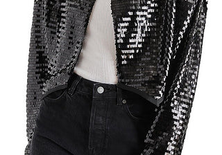 Steve Madden Juliet Cropped Piano Lantejoulas Bolero Preto