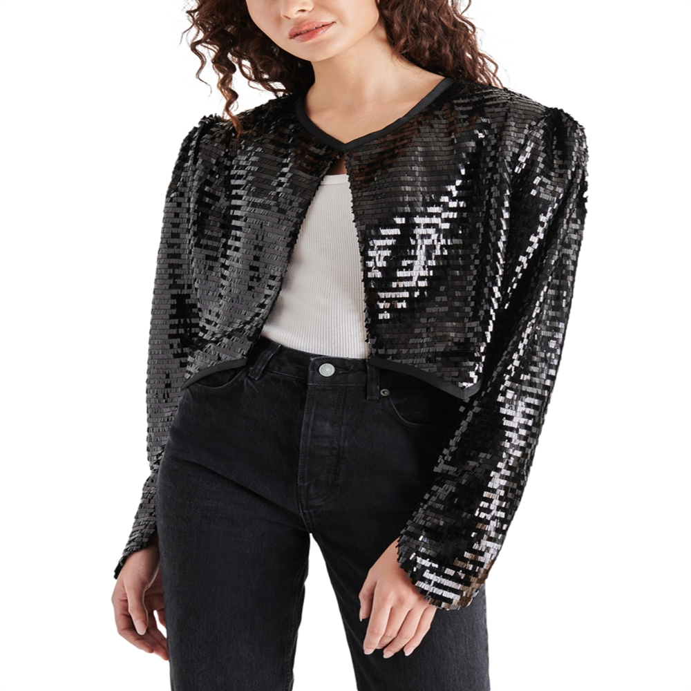 Steve Madden Juliet Cropped Piano Lantejoulas Bolero Preto