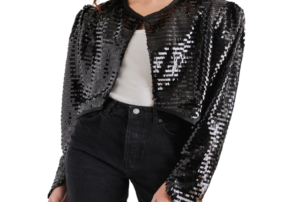 Steve Madden Juliet Cropped Piano Lantejoulas Bolero Preto