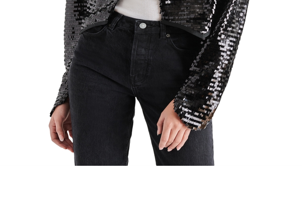 Steve Madden Juliet Cropped Piano Lantejoulas Bolero Preto