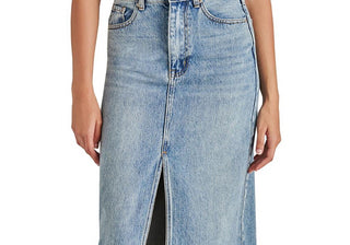 Saia longa jeans com fenda frontal Avani da Steve Madden, azul