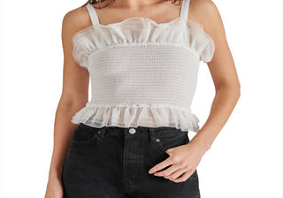Blusa de tule franzido Steve Madden Rhiannon branca