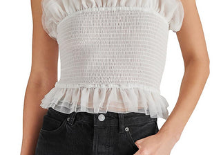 Blusa de tule franzido Steve Madden Rhiannon branca