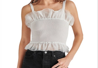 Blusa de tule franzido Steve Madden Rhiannon branca