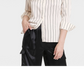Camisa listrada creme feminina A New Day, manga comprida, botões frontais, tamanho M