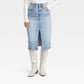 Saia midi jeans de cintura alta com lavagem clara para mulheres - tamanho 10, linha universal