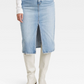 Saia midi jeans de cintura alta com lavagem clara para mulheres - tamanho 10, linha universal