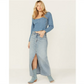 Saia jeans Levi's Premium Ankle Column Feminina Azul Claro Lavado