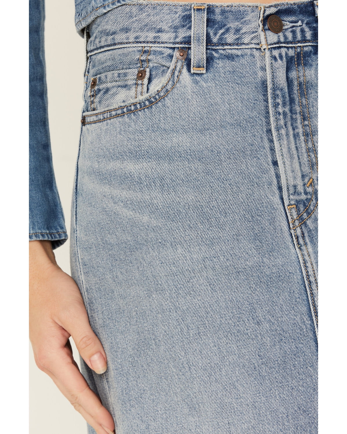 Saia jeans Levi's Premium Ankle Column Feminina Azul Claro Lavado