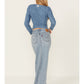 Saia jeans Levi's Premium Ankle Column Feminina Azul Claro Lavado
