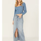 Saia jeans Levi's Premium Ankle Column Feminina Azul Claro Lavado